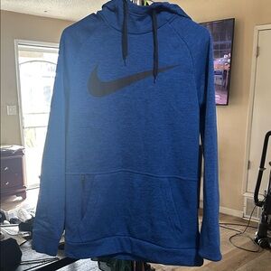Nike Men's Royal Blue Hoodie with Black Logo